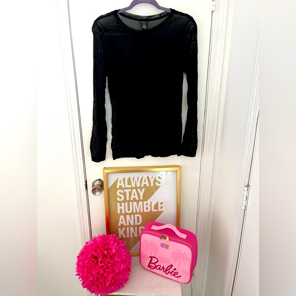 Black Long Sleeve Mesh Top